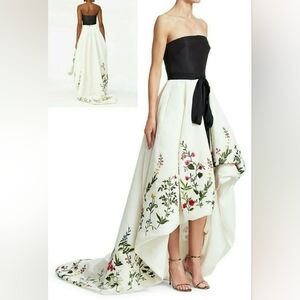$12,000 NEW OSCAR DE LA RENTA SILK EMBROIDERED BOTANICAL GARDEN GOWN US 14 XL